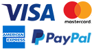 Accepted Credit Cards: Visa, Mastercard, Amex, PayPal